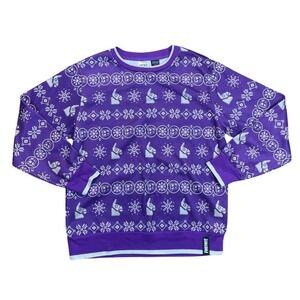 Fortnite Ugly Christmas Sweater Purple‎ Llama Snowflake Fair Isle Knit Women